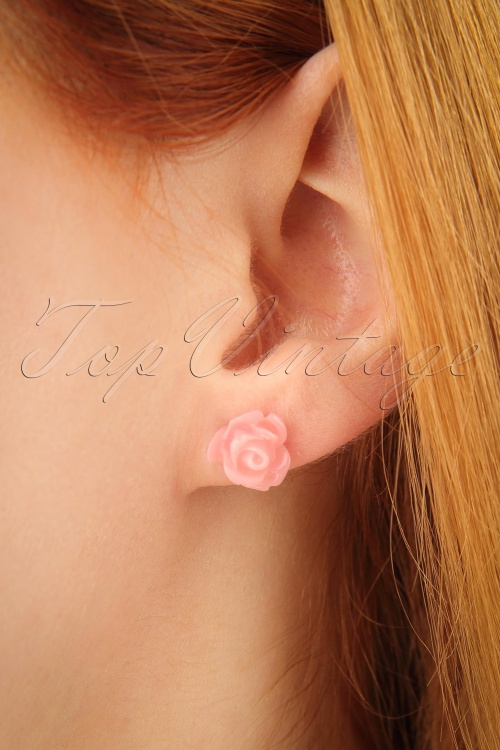 Glitz-o-Matic - Romantic Roses Stud Earring Set Années 50 en Rose, Jaune et Crème 2