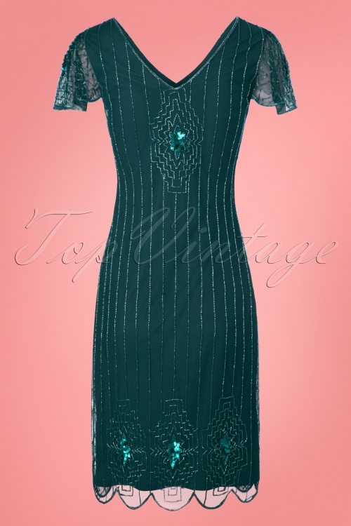 GatsbyLady - Downton Abbey Flapper Dress Années 20 en Vert Canard 5
