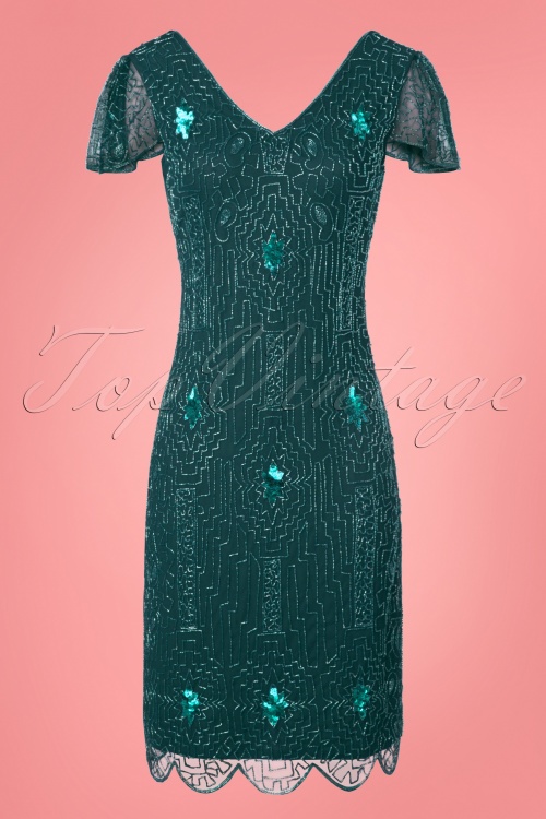 GatsbyLady - Downton Abbey Flapper-jurk in groenblauw 2
