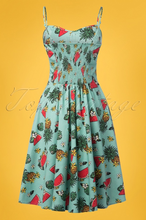 Collectif Clothing - Fairy Tropical Fruit Doll Dress Années 50 en Menthe 4