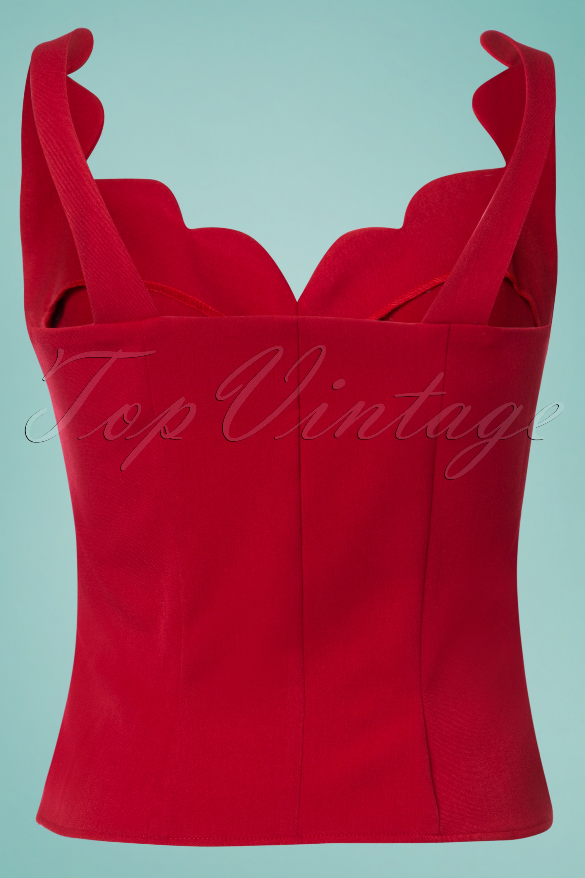 Miss Candyfloss - Monserrat Darling Scallop-top in rood 2