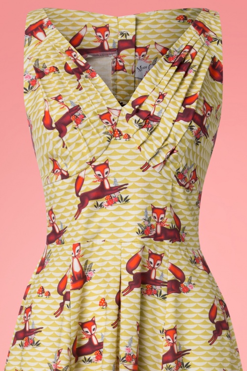 Miss Candyfloss - 50s Giorgia Foxy Swing Dress in Mustard 2