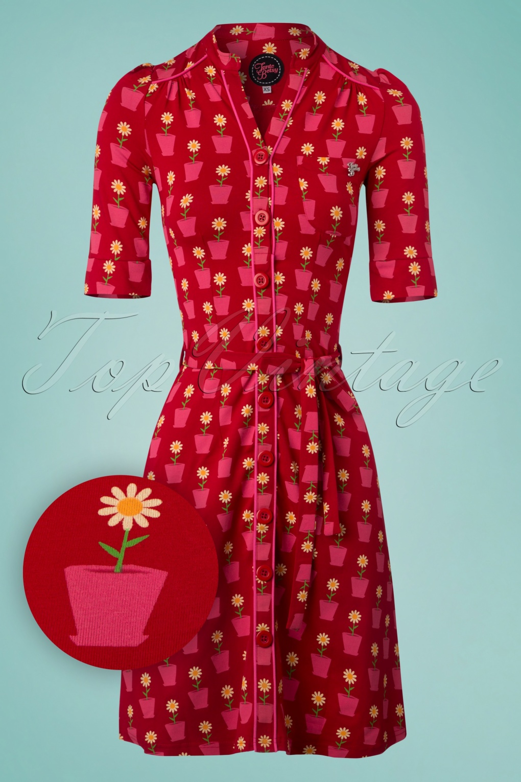 red daisy dress
