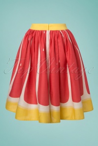 Collectif Clothing - 50s Jasmine Grapefruit Swing Skirt in Yellow and Pink 4