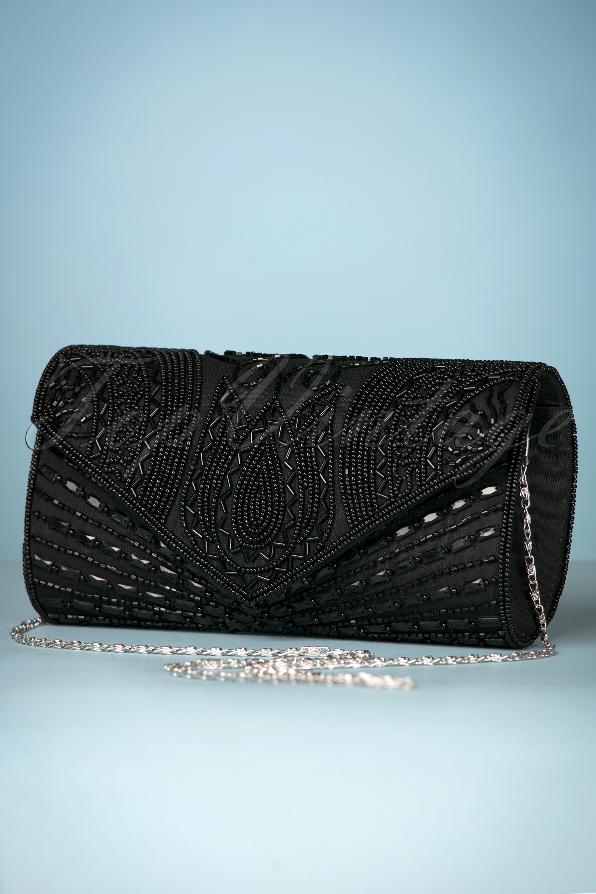 GatsbyLady - Beatrice clutch met kralen in zwart