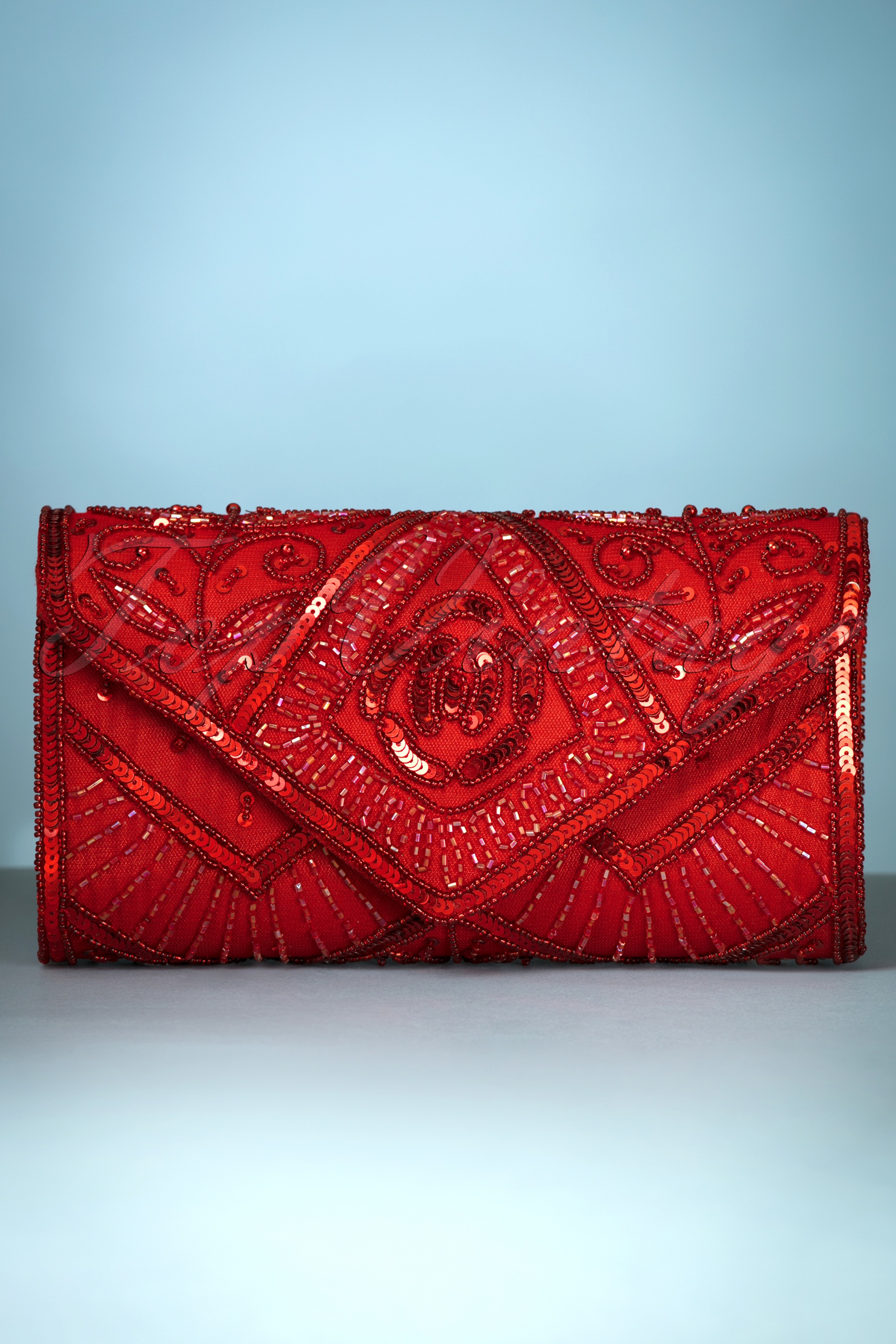 GatsbyLady - Scarlet kralen clutch in rood 3