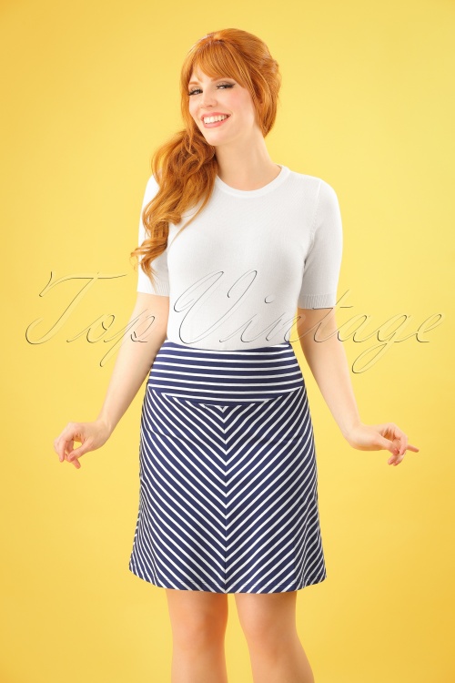 King Louie 60s Sailor Striped Navy Blue Skirt 107 39 13868 20150211 0008W