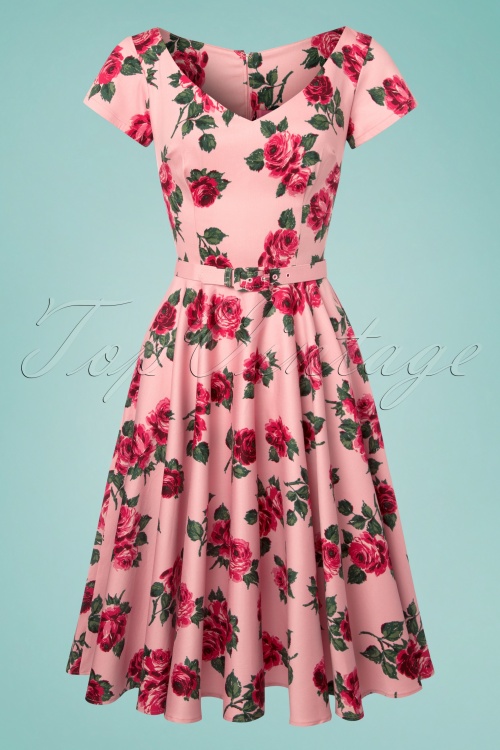 Vixen by Micheline Pitt - 50s Vanity Fair Swing Dress in Vintage Roses 3