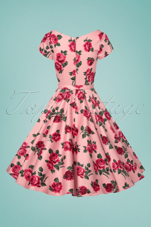 Vixen by Micheline Pitt - 50s Vanity Fair Swing Dress in Vintage Roses 7