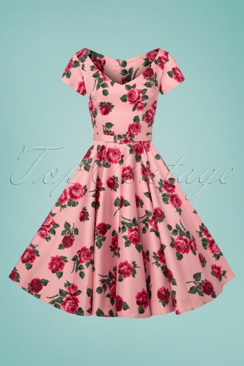 Vixen by Micheline Pitt - 50s Vanity Fair Swing Dress in Vintage Roses 4