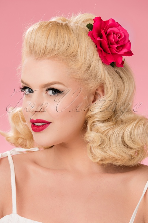 Collectif Clothing - Verity Rose Hair Clip Années 50 en Rose Vif