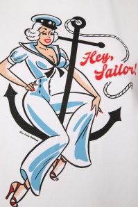 Wax Poetic - 50s Hey Sailor T-Shirt in White 2