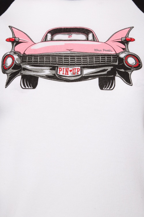 Wax Poetic - 50s Raglan Pink Caddy Shirt in Black and White 2