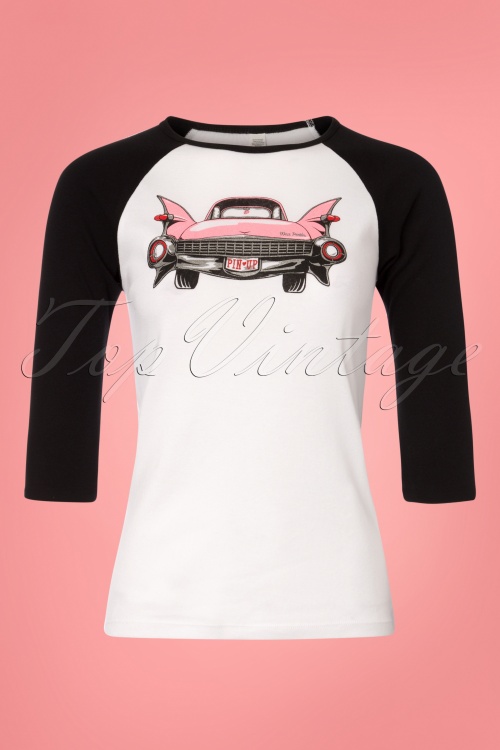 Wax Poetic - Raglan Pink Caddy Shirt Années 50 en Noir et Blanc