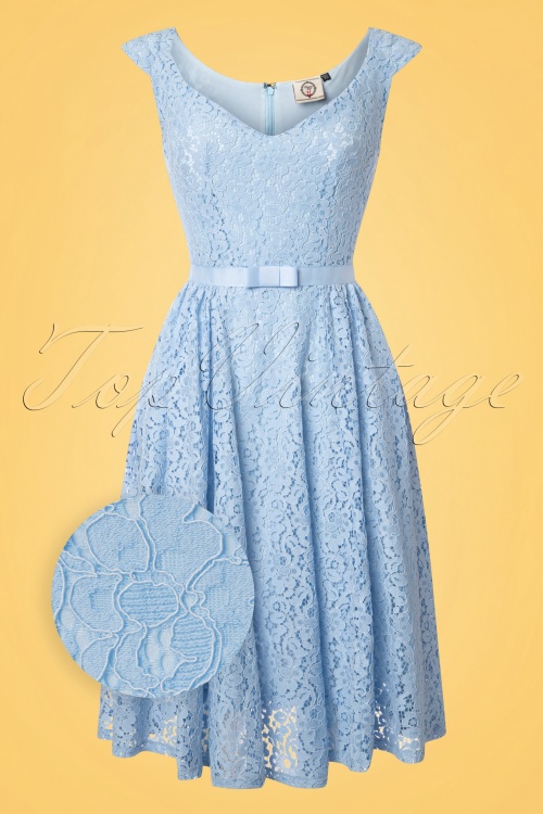 Banned Retro - 50s Love Lace Swing Dress in Lavender Blue 2