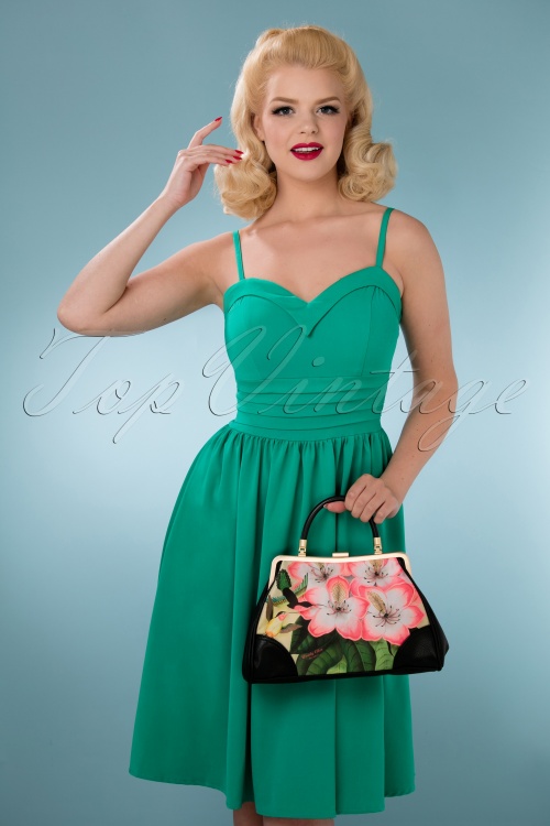 Woody Ellen - Libre Floral Retro Handbag Années 50 en Jaune 7
