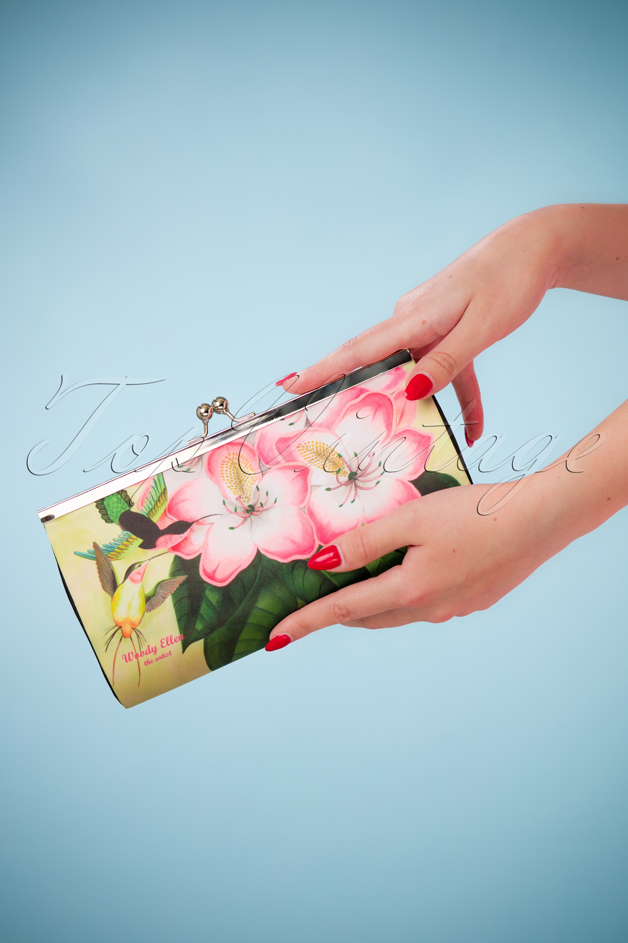 Woody Ellen - Libre bloemen retro clutch in geel