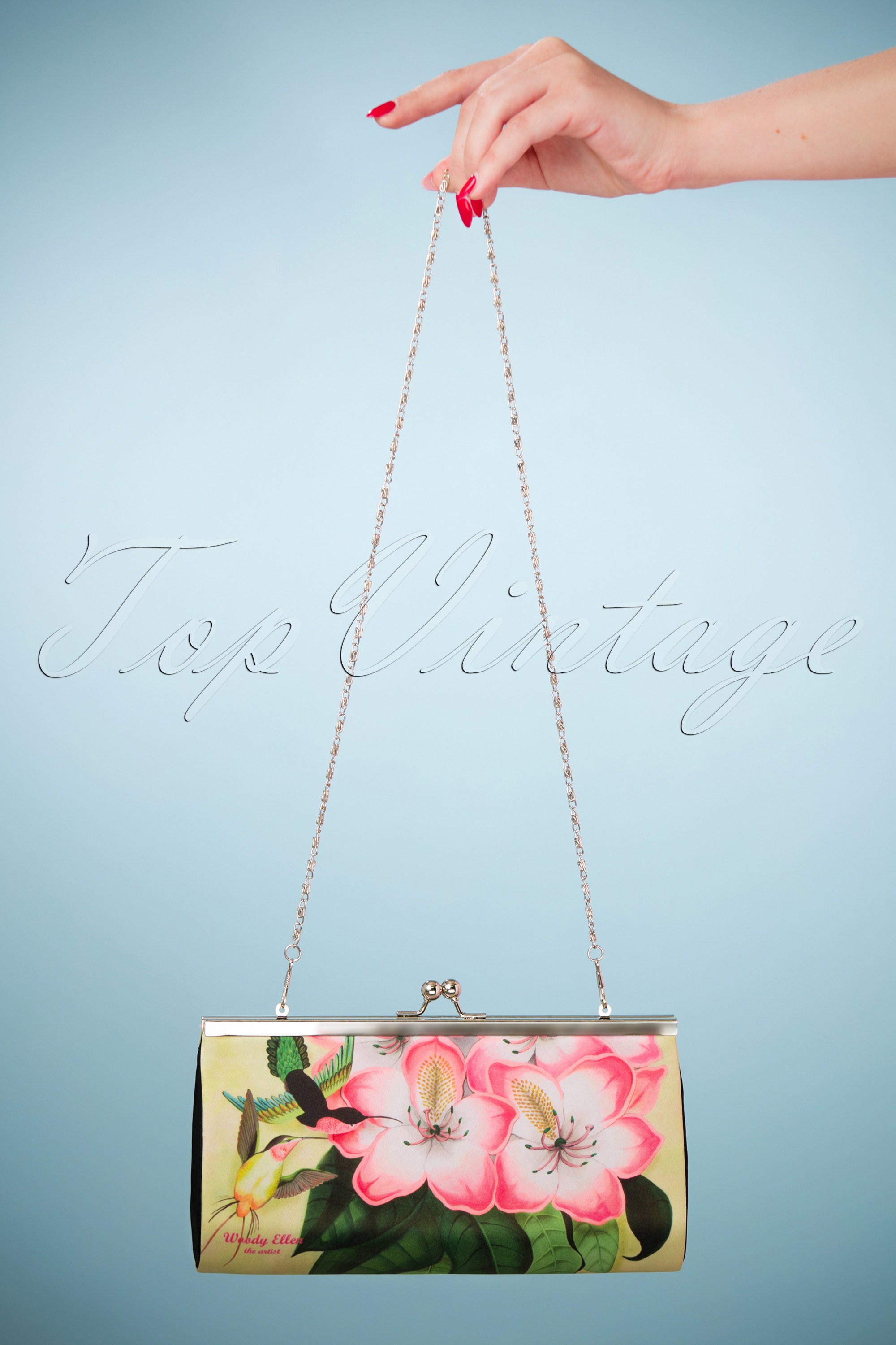 Woody Ellen - Libre bloemen retro clutch in geel 4