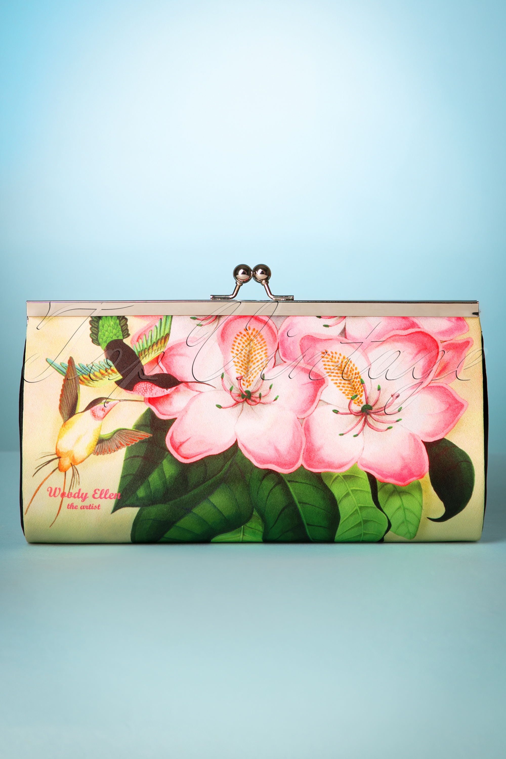 Woody Ellen - Libre bloemen retro clutch in geel 3