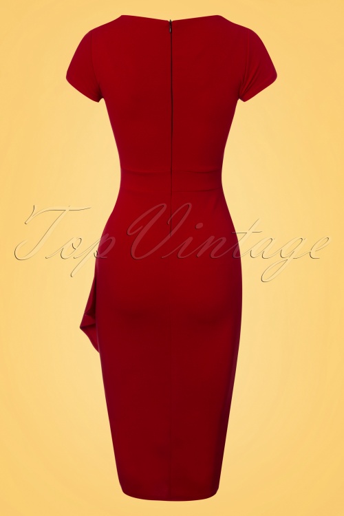 Vintage Chic for Topvintage - Crystal Pencil Dress Années 50 en Rouge Vermillon 3