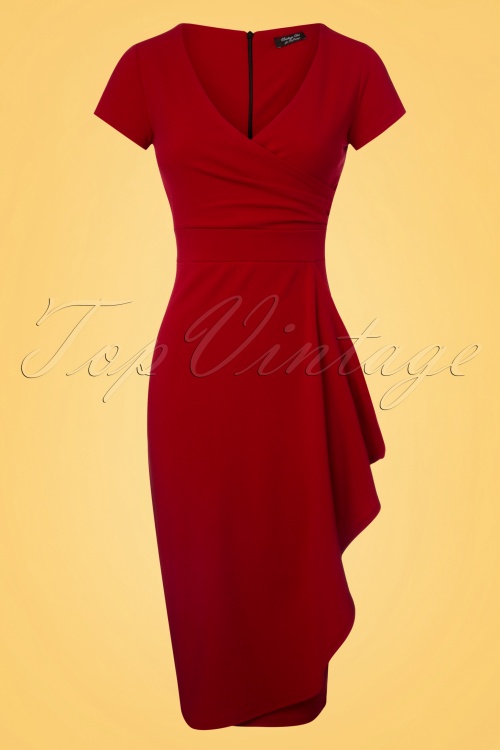 Vintage Chic for Topvintage - Crystal Pencil Dress Années 50 en Rouge Vermillon