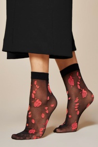 Fiorella - 50s Bella Rosa Socks in Black