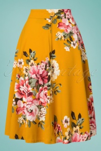 Steady Clothing - Flora Floral Thrills Skirt Années 50 en Moutarde 2