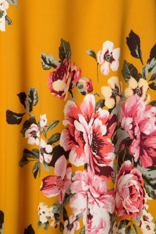 Steady Clothing - Flora Floral Thrills Skirt Années 50 en Moutarde 3