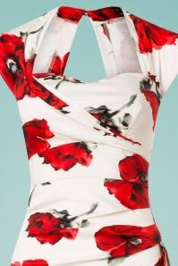 Stop Staring! - 50s Uma Flower Pencil Dress in Cream 4