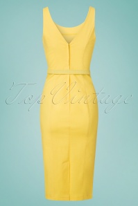 Collectif Clothing - Ines Pencil Dress Annéess Années 50 en Jaune 5