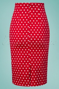 Dolly and Dotty - Falda Polkadot Pencil Skirt Années 50 en Rouge 4