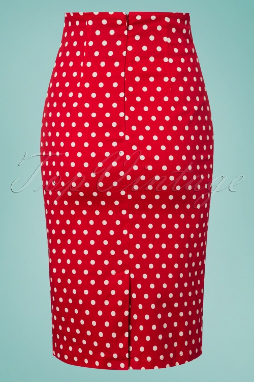 Dolly and Dotty - 50s Falda Polkadot Pencil Skirt in Red 4