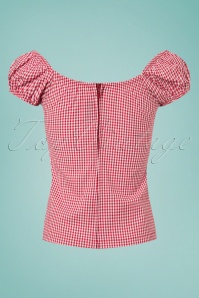 Steady Clothing - 50s Daisey Gingham Top in Red 3