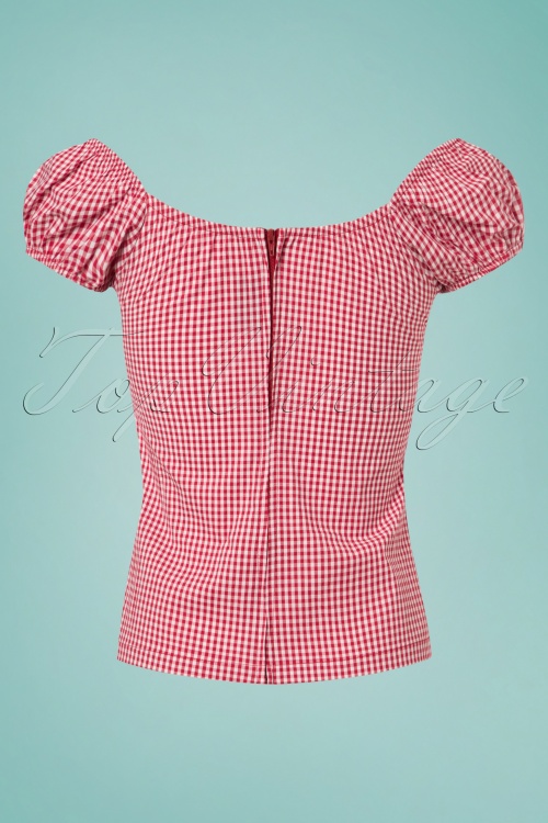 Steady Clothing - Daisey Gingham Top Années 50 en Rouge 3