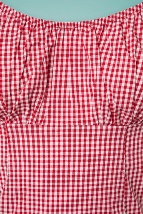 Steady Clothing - Daisey Gingham Top Années 50 en Rouge 4