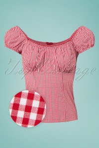 Steady Clothing - 50s Daisey Gingham Top in Red 2