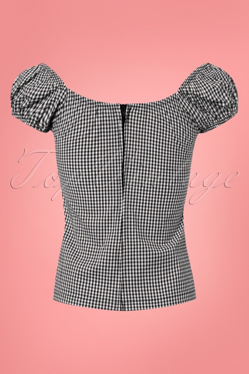 Steady Clothing - 50s Daisey Gingham Top in Black 2