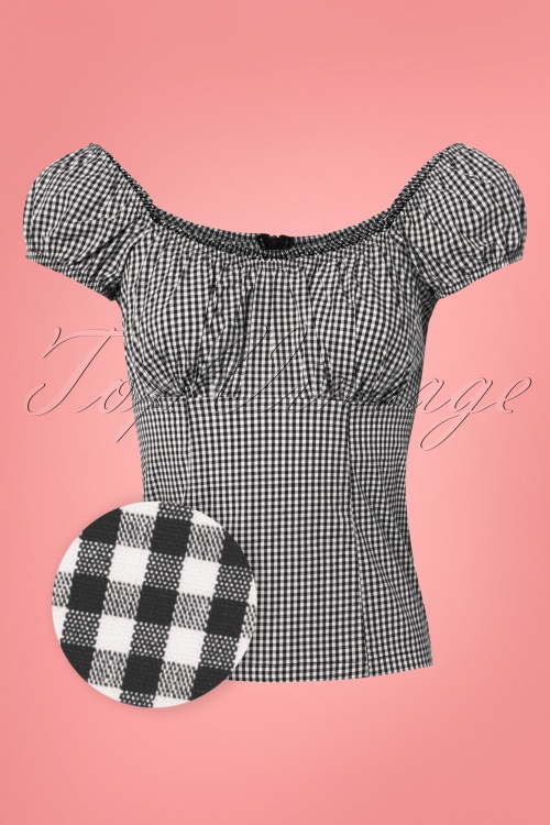 Steady Clothing - 50s Daisey Gingham Top in Black