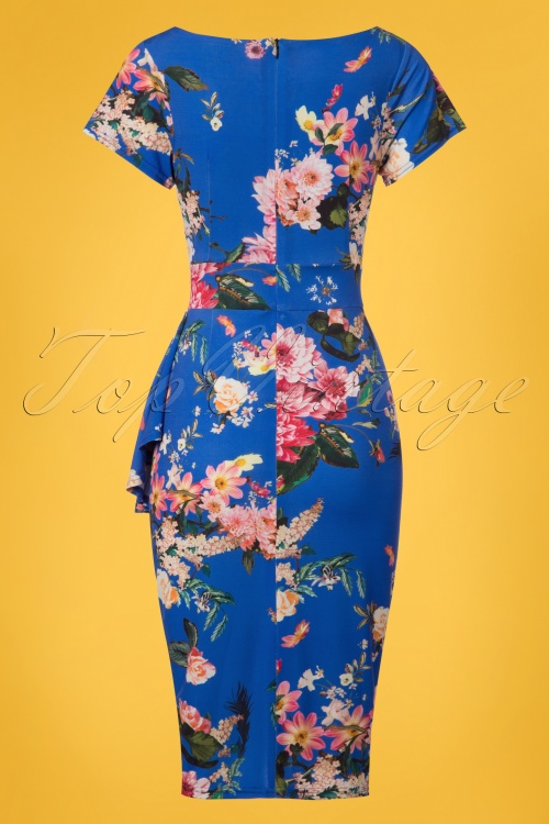 Lady V by Lady Vintage - 50s Elsie Summer Cherish Pencil Dress in Royal Blue 2
