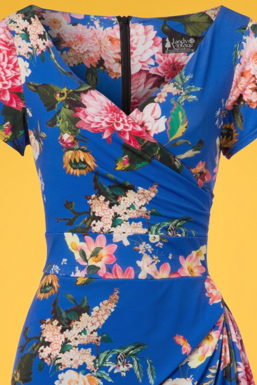 Lady V by Lady Vintage - Elsie Summer Cherish Pencil Dress  Années 50 en Bleu Royal 3