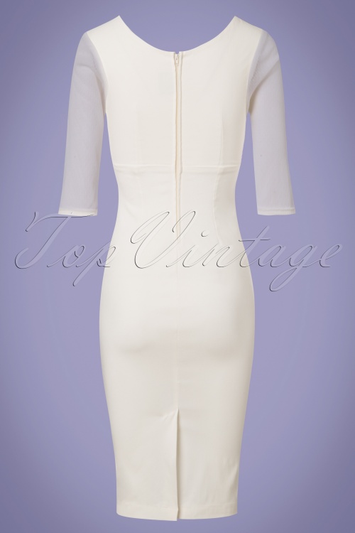 Steady Clothing - 50s Abigail Special Occasion Diva Pencil Dress in Off White 5