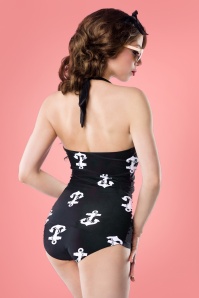Belsira - 50s Adeline Anchor Swimsuit in Black 4