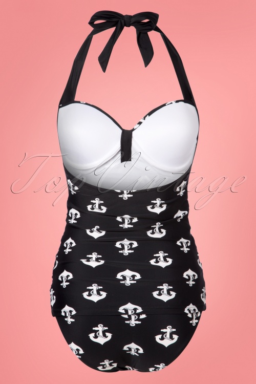 Belsira - 50s Adeline Anchor Swimsuit in Black 8