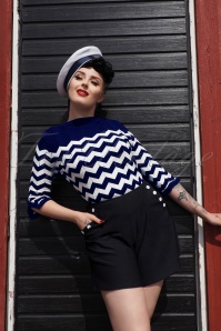 Banned Retro - 60s Vanilla Top in Navy and White