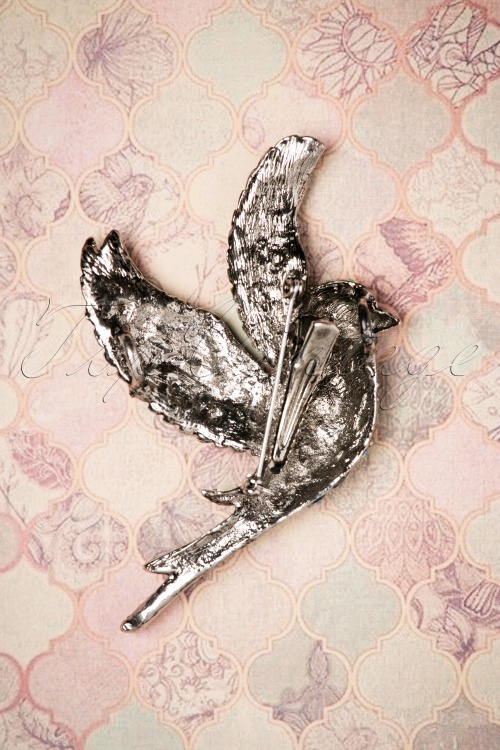 Foxy - Elektrische kolibrie haarclip broche in zilver 3