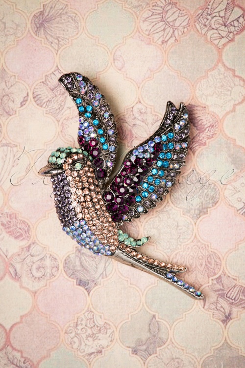 Foxy - Electric Hummingbird Hair Clip Brooch Années 20 en Argenté