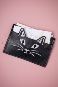 Louche - 50s Naya The Cat Leather Cardholder in Black 3