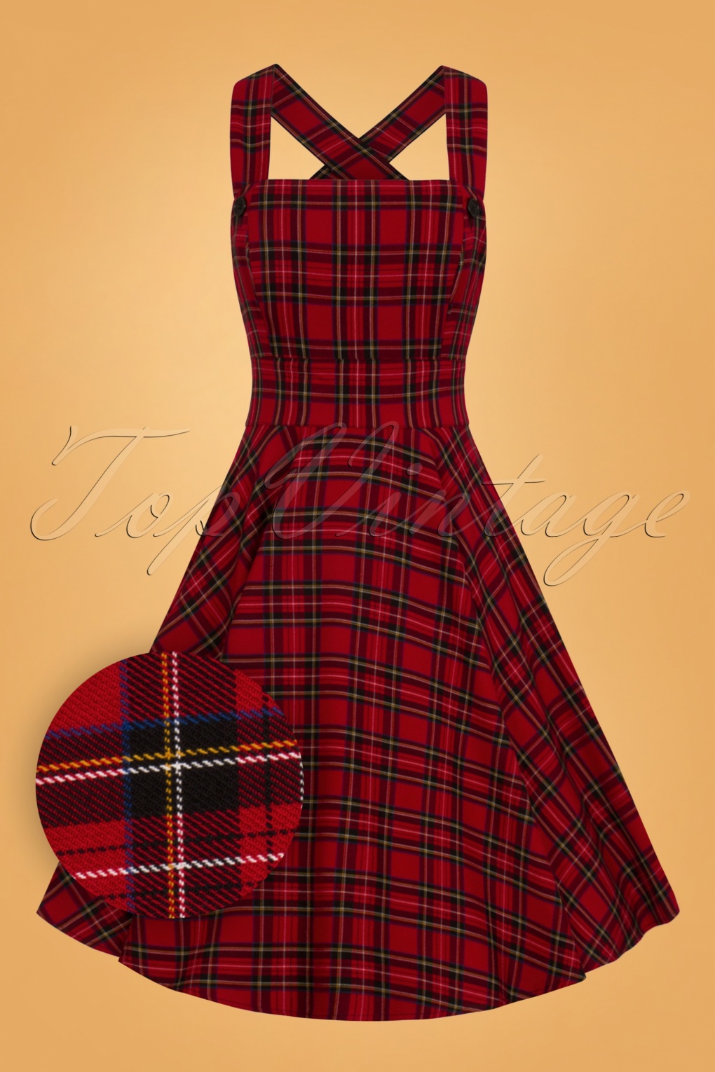 40s Peebles Pinafore Tartan Dress in Red
