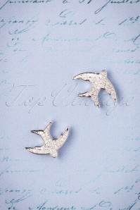 Collectif Clothing - 50s Charming Swallow Earstuds in Silver