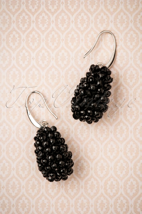  - 50s Neta Beaded Earrings in Black 2